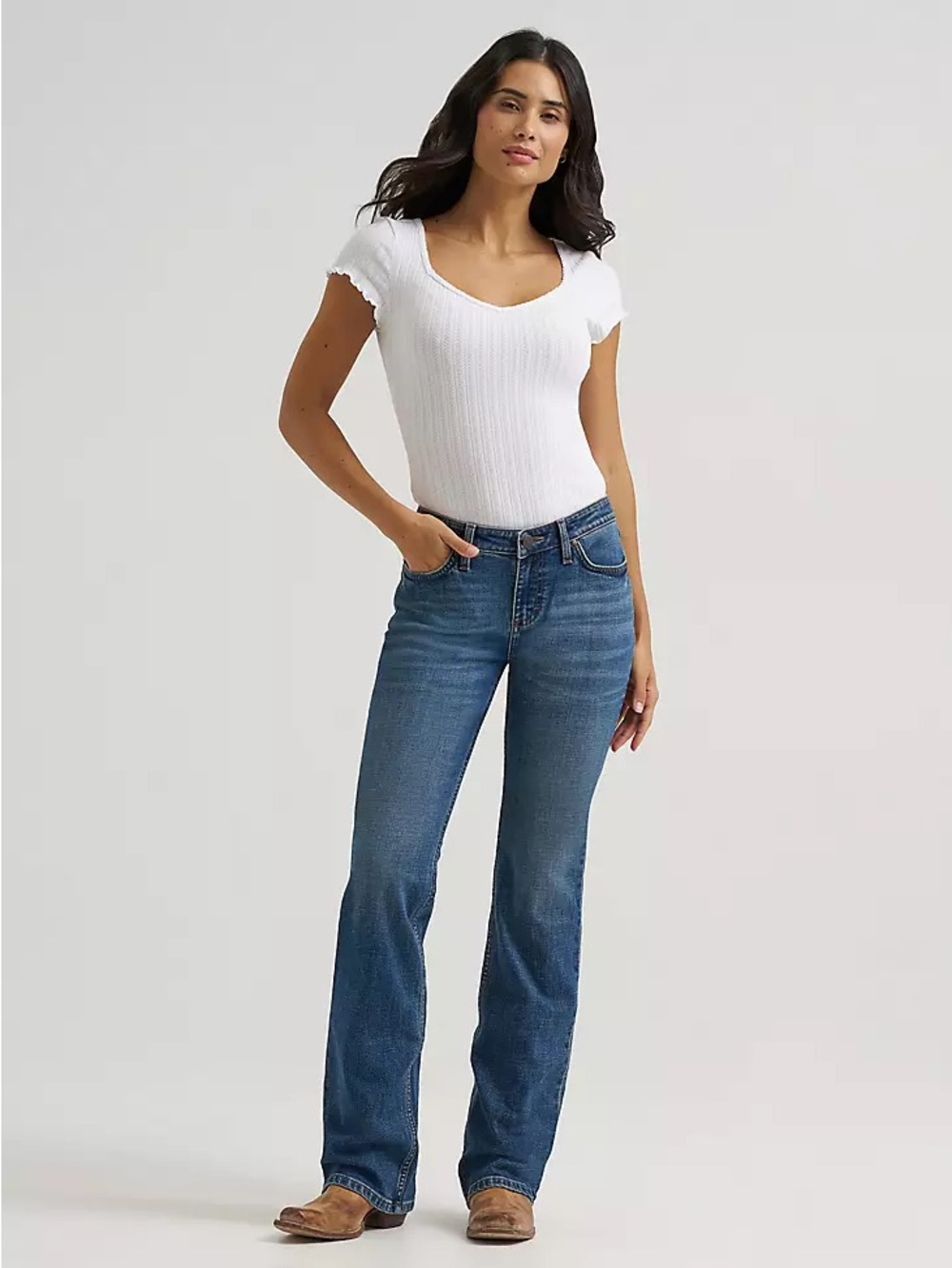 Wrangler Retro Mid Rise Blue Flare Jeans